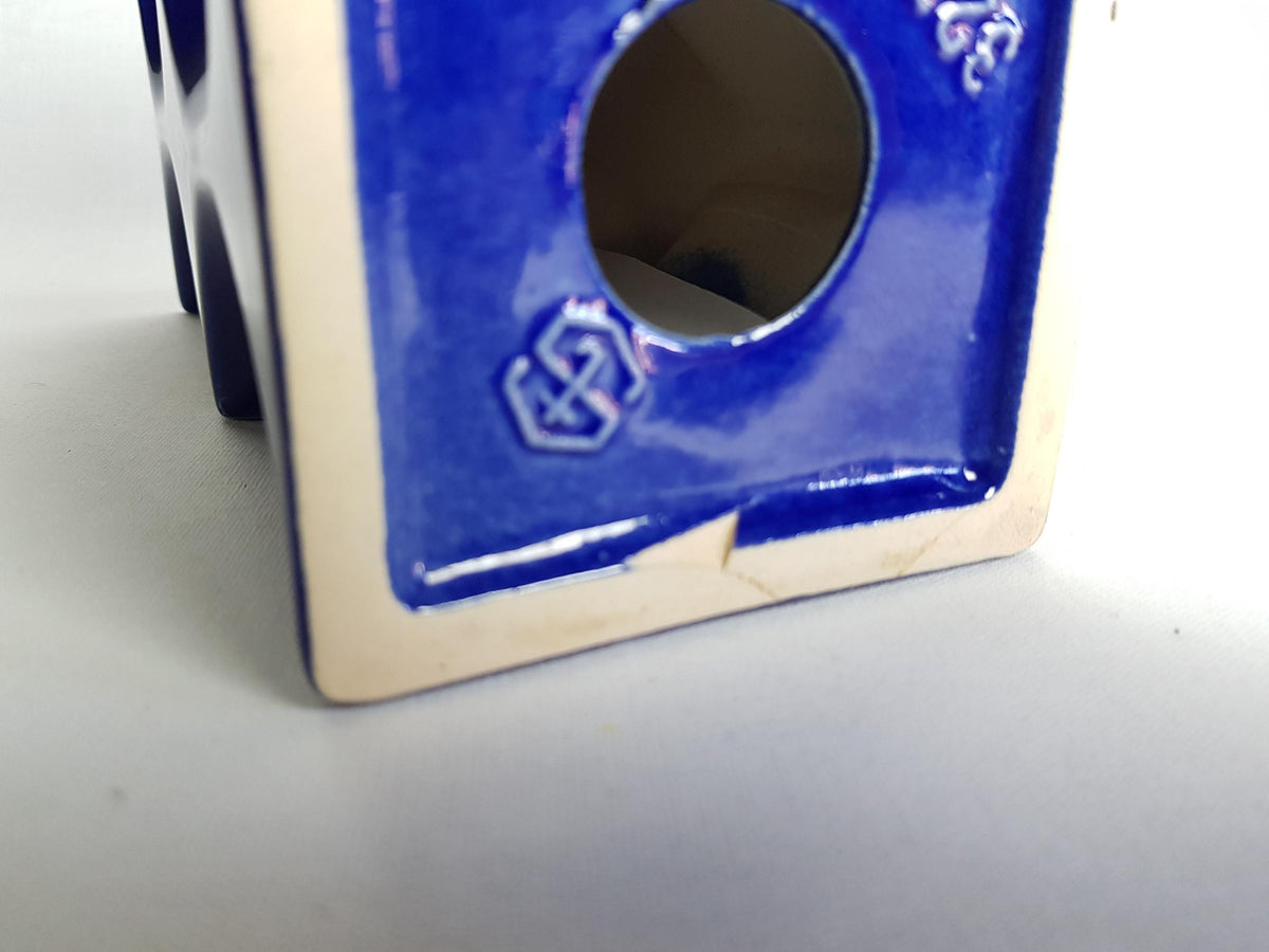 Vintage STEULER KERAMIK Dark Blue Candle Holder "Continua" 327-20 by Cari Zalloni 1970s West German Pottery