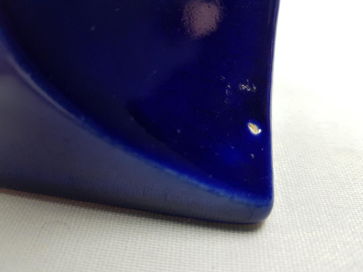 Vintage STEULER KERAMIK Dark Blue Candle Holder "Continua" 327-20 by Cari Zalloni 1970s West German Pottery