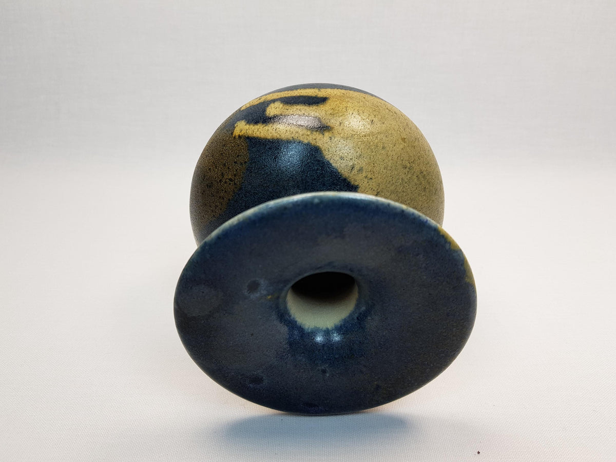 Vintage GABRIELE BOOS Studio Art Pottery Brown Blue and Ocher Ceramic Vase 1975 Germany