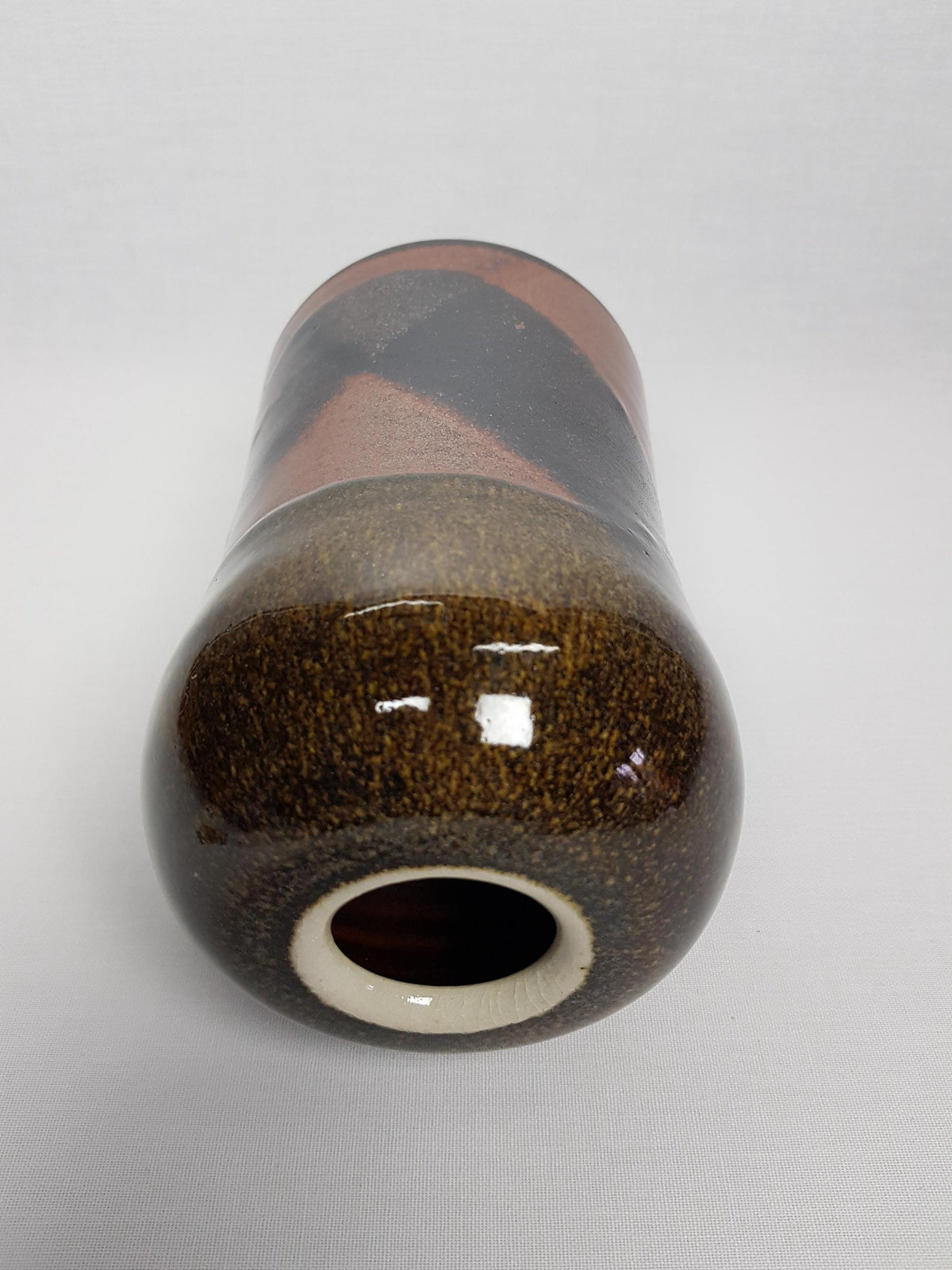 Vintage Studio Art Pottery Dark Brown Vase Unknown Designer Mid Century Modern