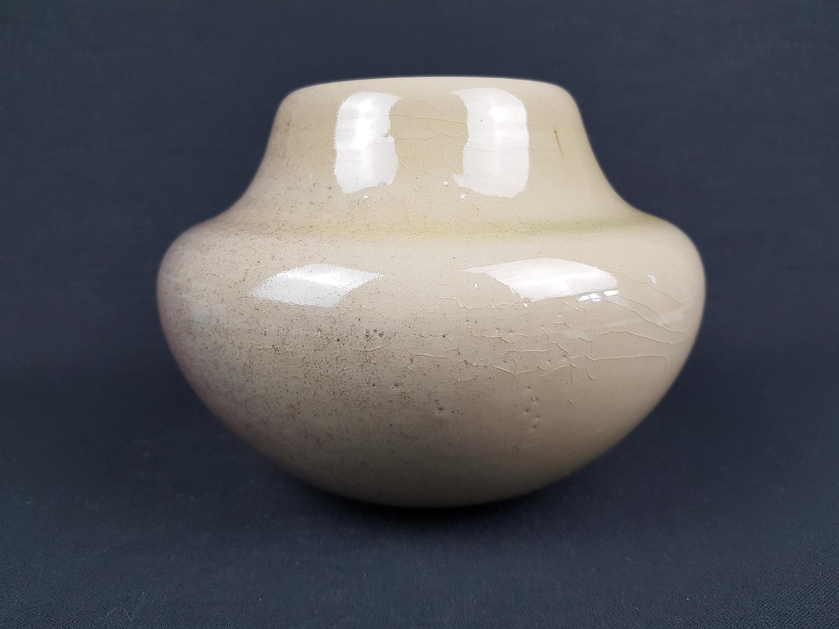 Vintage UWE LERCH Beige, Greenish and Brown Vase German Studio Pottery 1970s Germany