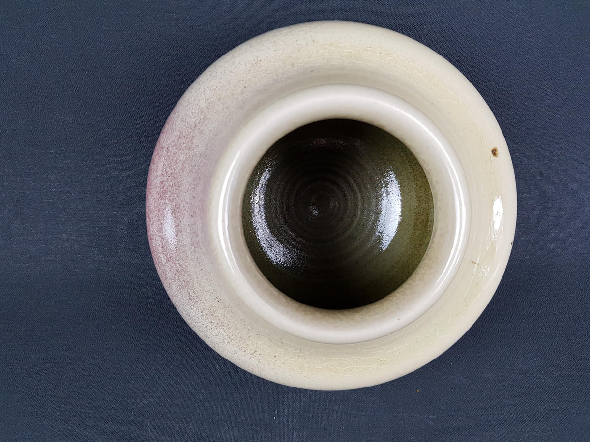 Vintage UWE LERCH Beige, Greenish and Brown Vase German Studio Pottery 1970s Germany