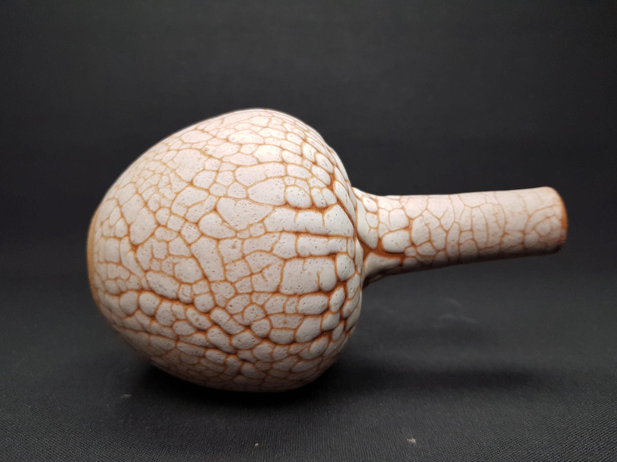 Vintage ALBERT KIESSLING Beige Studio Vase with Brown Snake Skin East German Pottery 1950s