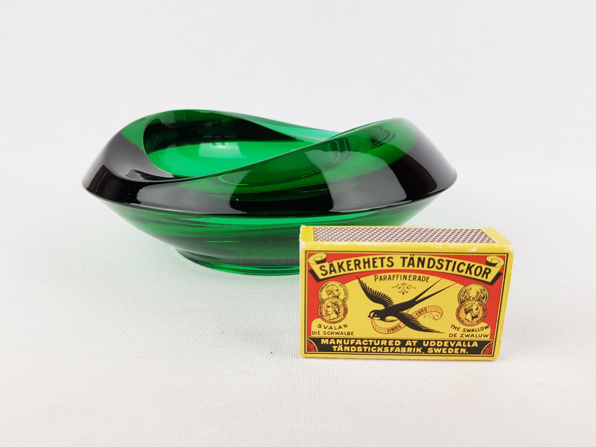 Vintage GLASS BOWL Green Bowl Sklo Union Rosice Glassworks by Rudolf Jurnikl from Czechslovakia 1962