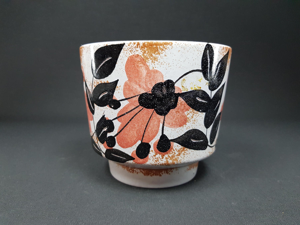 Vintage MAREI KERAMIK Planter/ Flower pot with Lotos Floral Decor 1970s