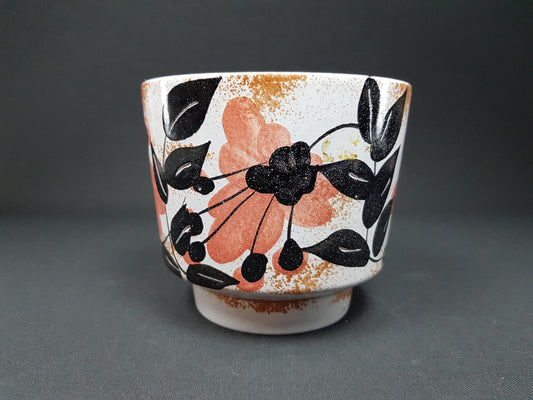 Vintage MAREI KERAMIK Planter/ Flower pot with Lotos Floral Decor 1970s