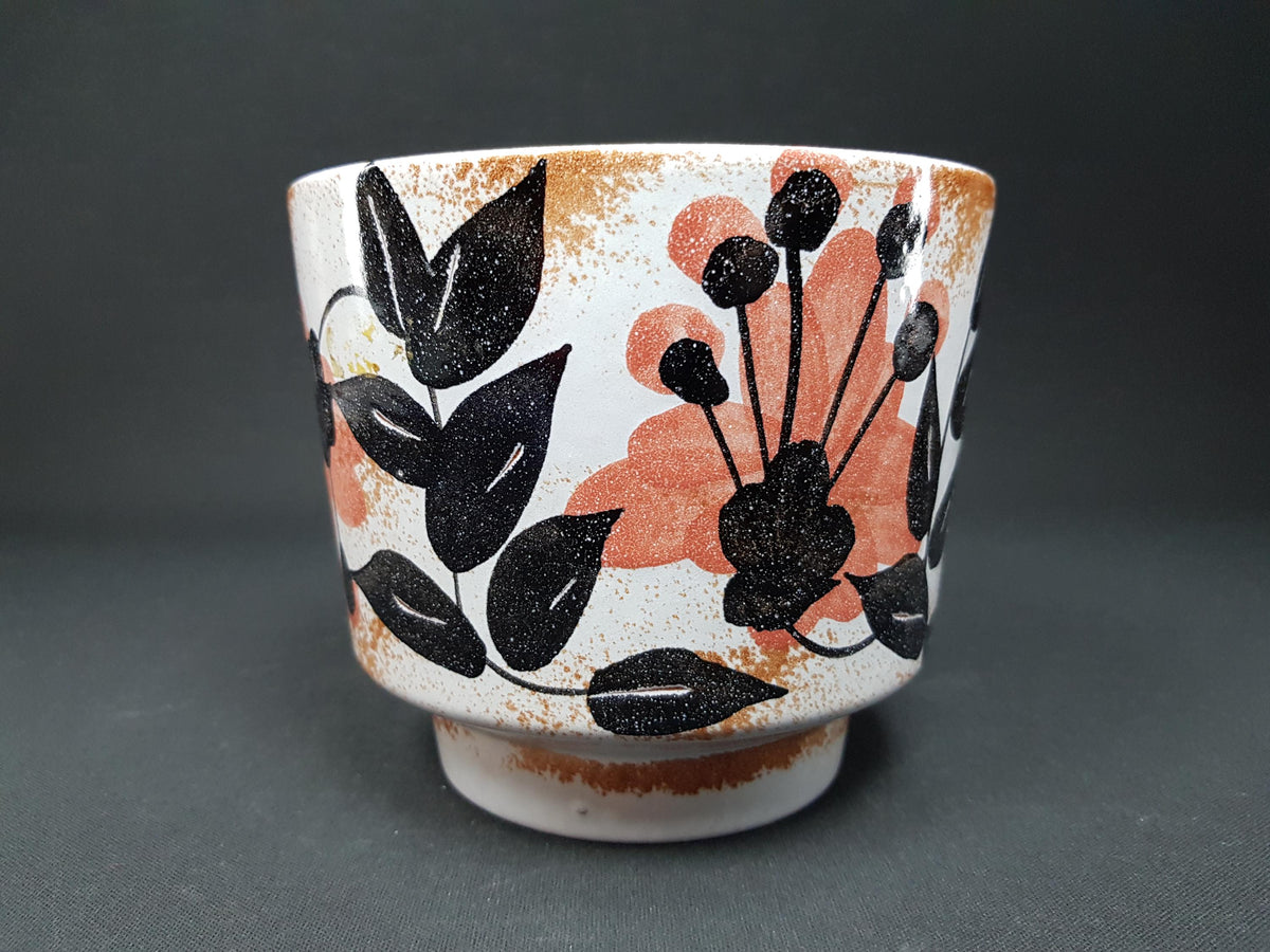 Vintage MAREI KERAMIK Planter/ Flower pot with Lotos Floral Decor 1970s