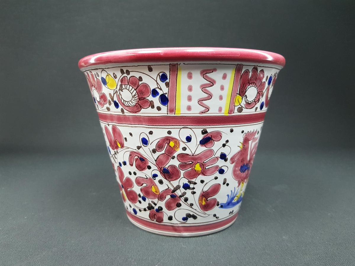 Vintage FRATELLI FANCIULACCI Multi Colored Planter with Handpainted Flower decor Italy 1960s