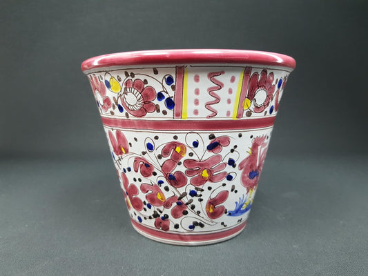 Vintage FRATELLI FANCIULACCI Multi Colored Planter with Handpainted Flower decor Italy 1960s