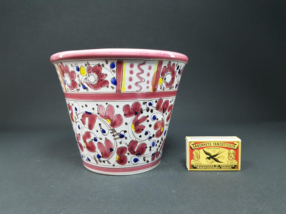 Vintage FRATELLI FANCIULACCI Multi Colored Planter with Handpainted Flower decor Italy 1960s