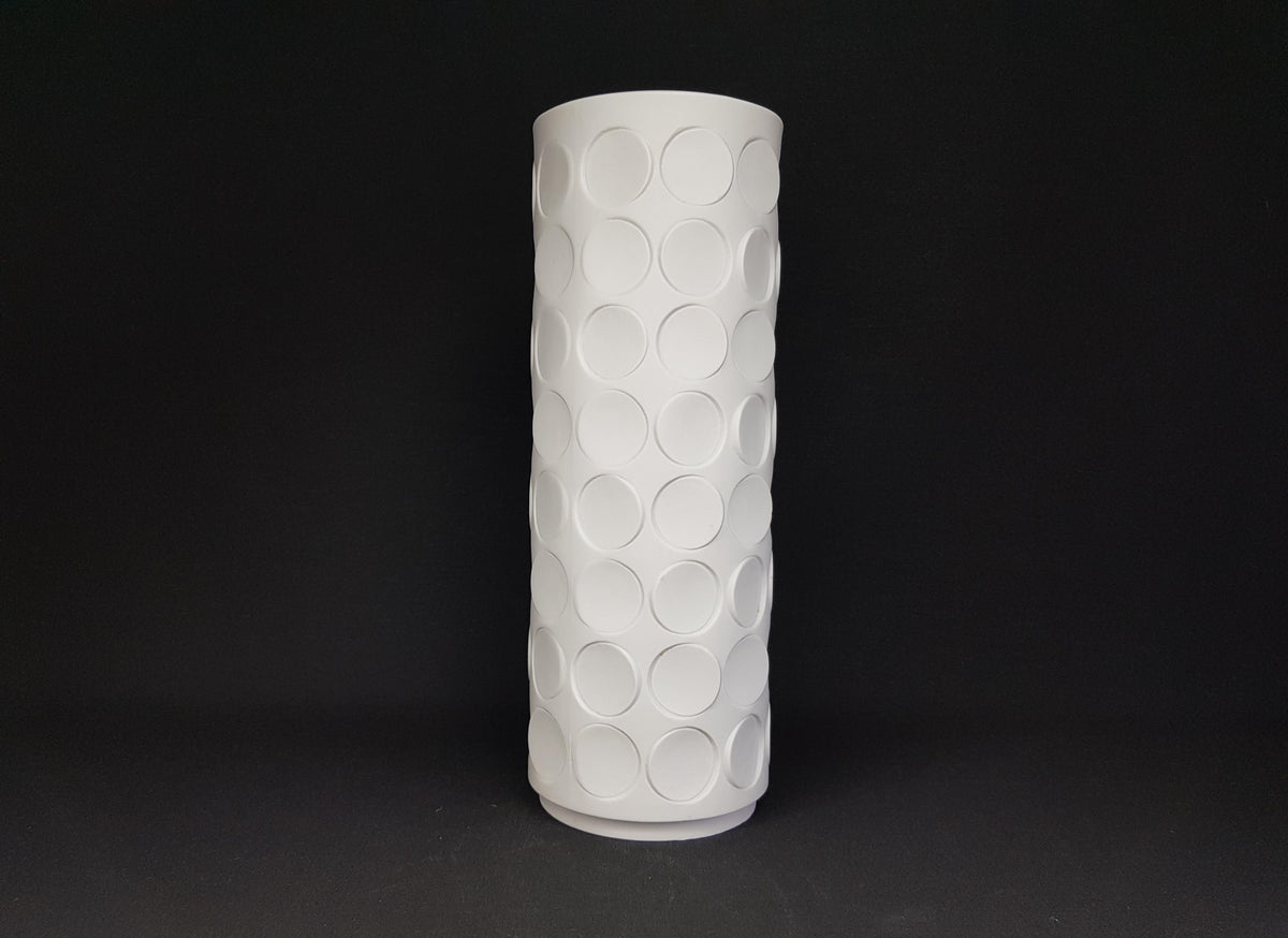 Vintage WINTERLING Biscuit Porzellan White Cylinder Porcelain Op Art Vase From Schwarzenbach West Germany 1970s