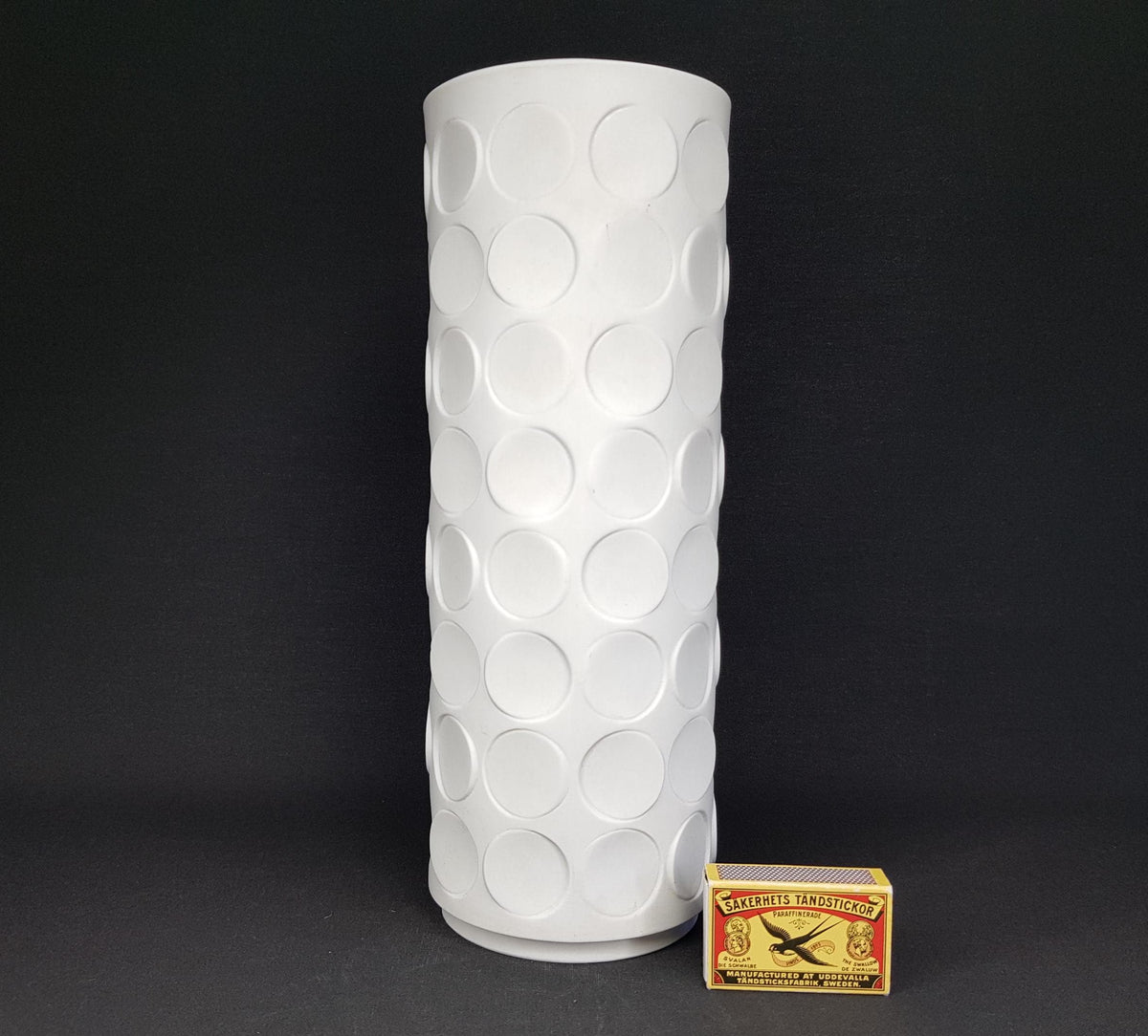 Vintage WINTERLING Biscuit Porzellan White Cylinder Porcelain Op Art Vase From Schwarzenbach West Germany 1970s