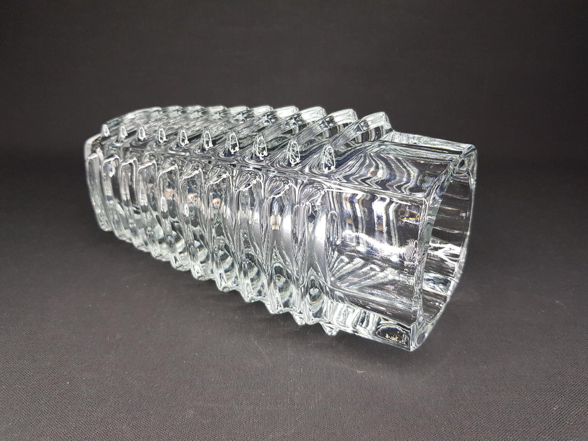 Vintage Czech Pressed Glass Vase by FRANTISEK VIZNER for Sklo Union Rosice Czechoslovakian 1963s