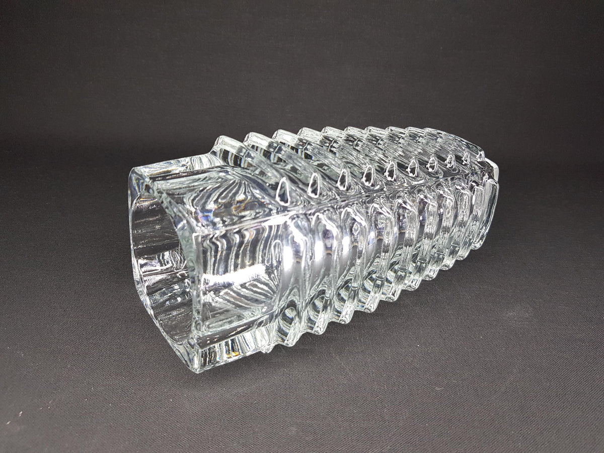 Vintage Czech Pressed Glass Vase by FRANTISEK VIZNER for Sklo Union Rosice Czechoslovakian 1963s