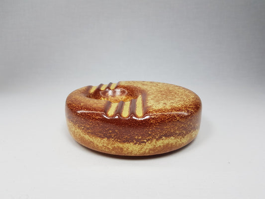 Vintage BERTONCELLO Stylish Ashtray Screziato Tobacco glaze Italian Pottery 1970s