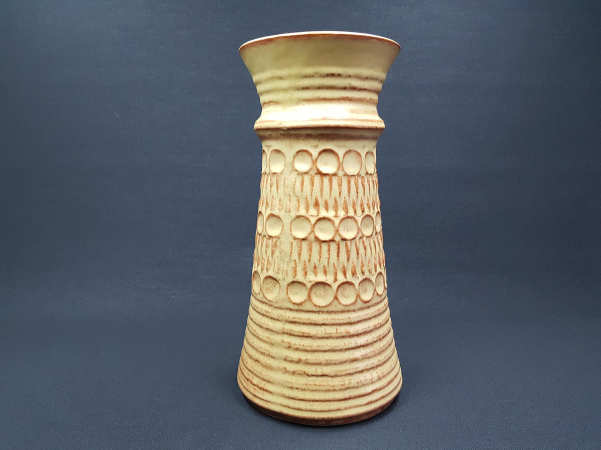 Vintage BAY KERAMIK Beige and Caramel Vase 76-25 West German Pottery 1970s