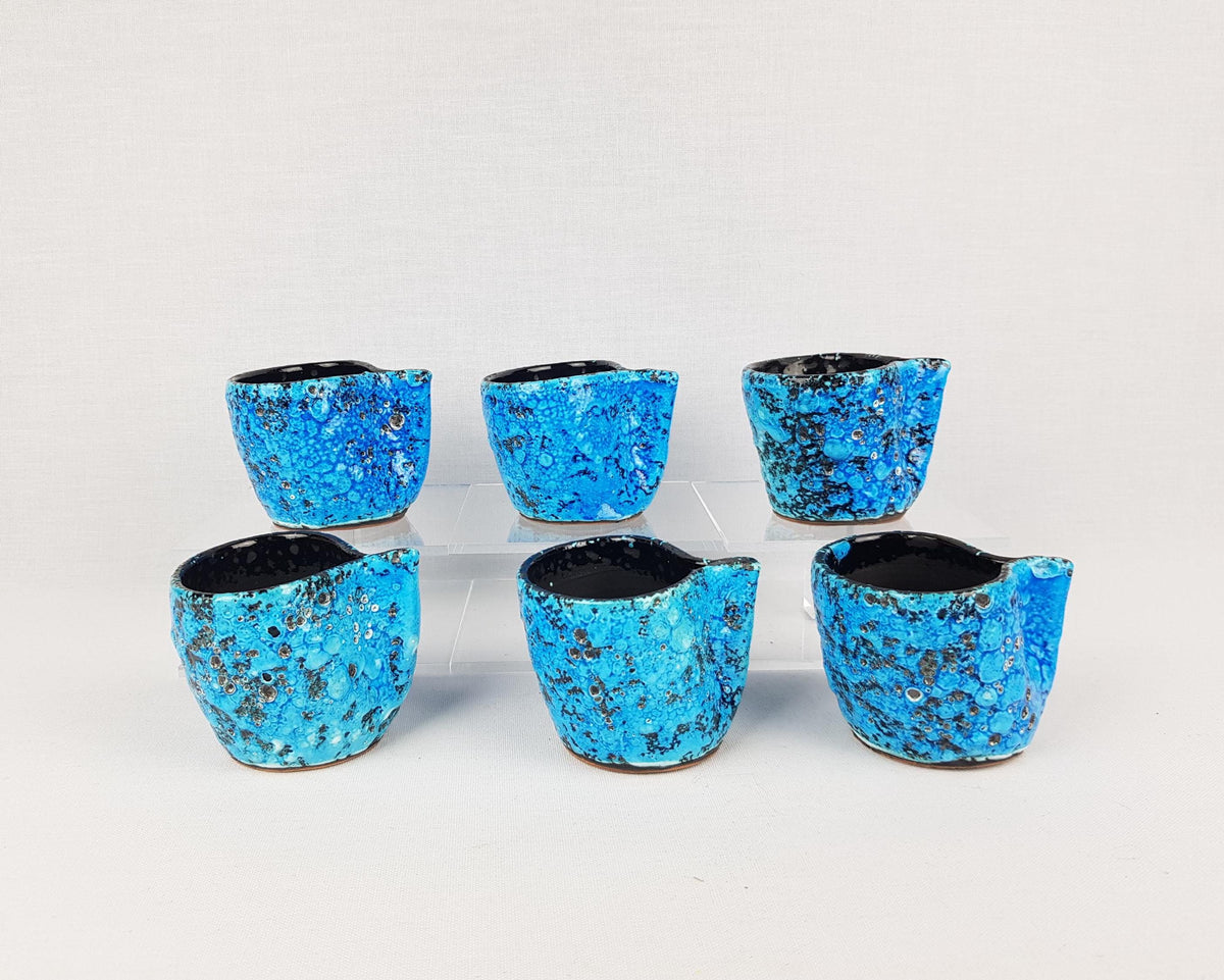 Set of 6 Vintage LE CYCLOPE POTTERY d'Annecy Ceramic Vallauris Ceramique Cups 1960s 1970s France