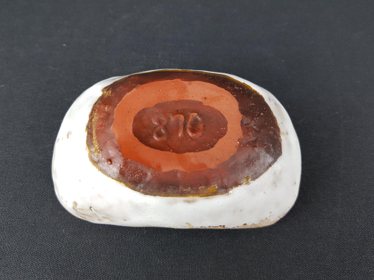 Small Vintage SCHAFFENACKER STUDIO ART Pottery Red and Brown Bowl 810 West German Pottery 1960s