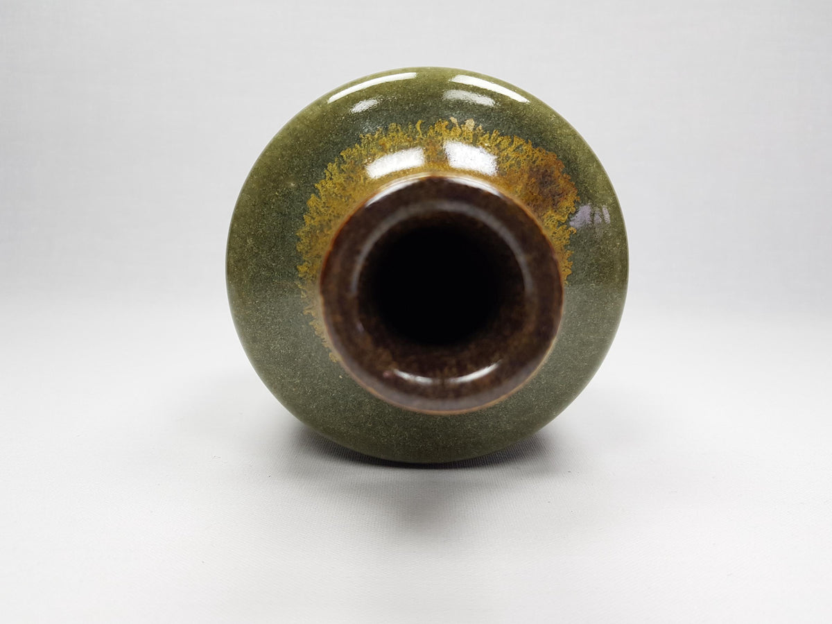 Vintage UWE LERCH Green and Brown Vase German Studio Pottery 1970s Germany