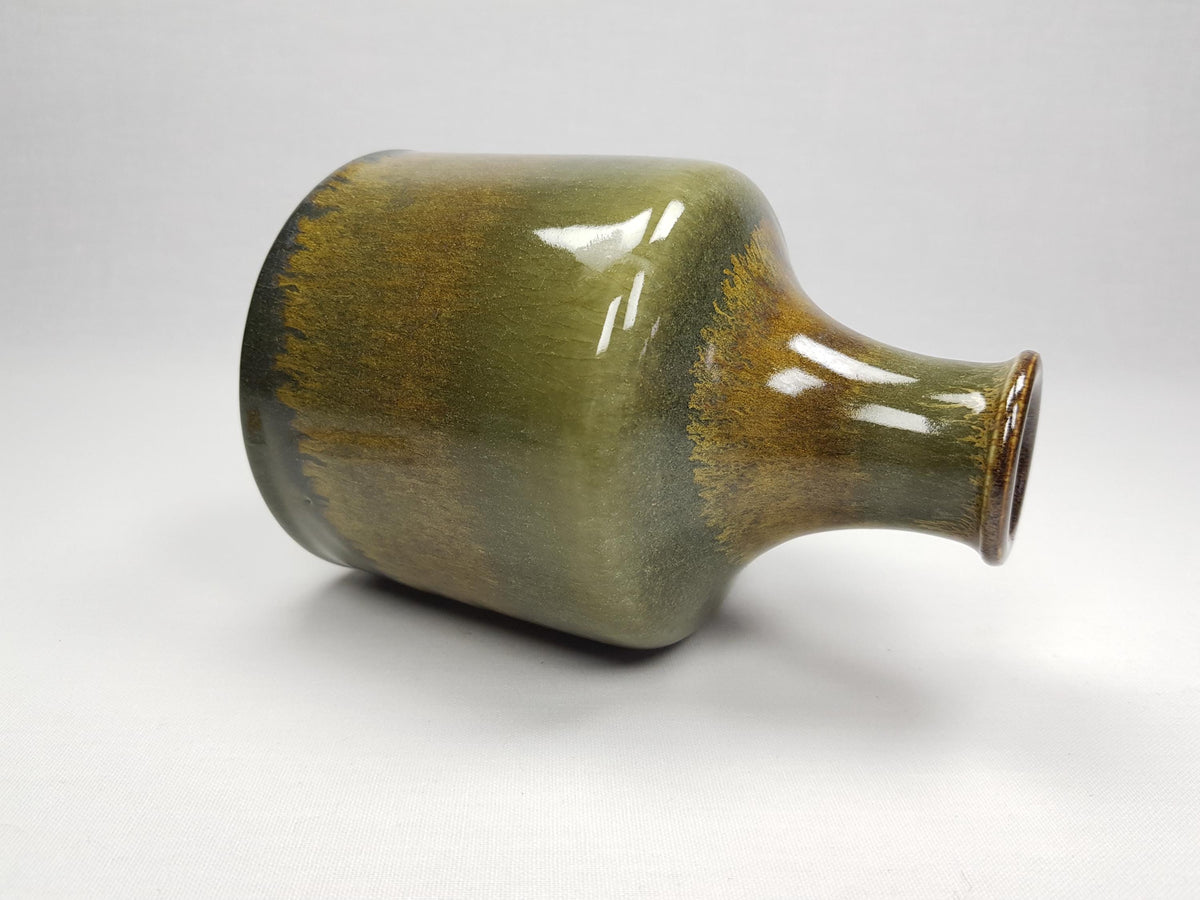 Vintage UWE LERCH Green and Brown Vase German Studio Pottery 1970s Germany