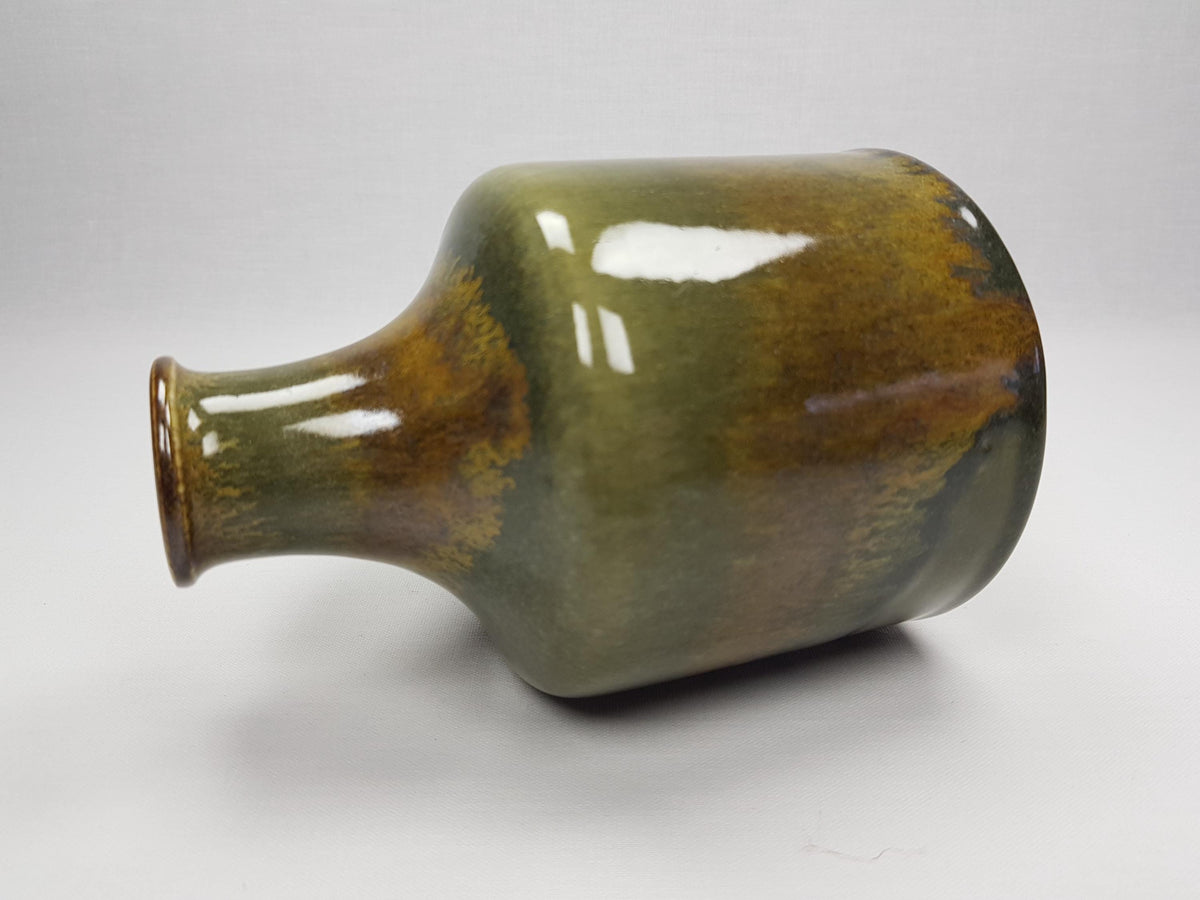 Vintage UWE LERCH Green and Brown Vase German Studio Pottery 1970s Germany