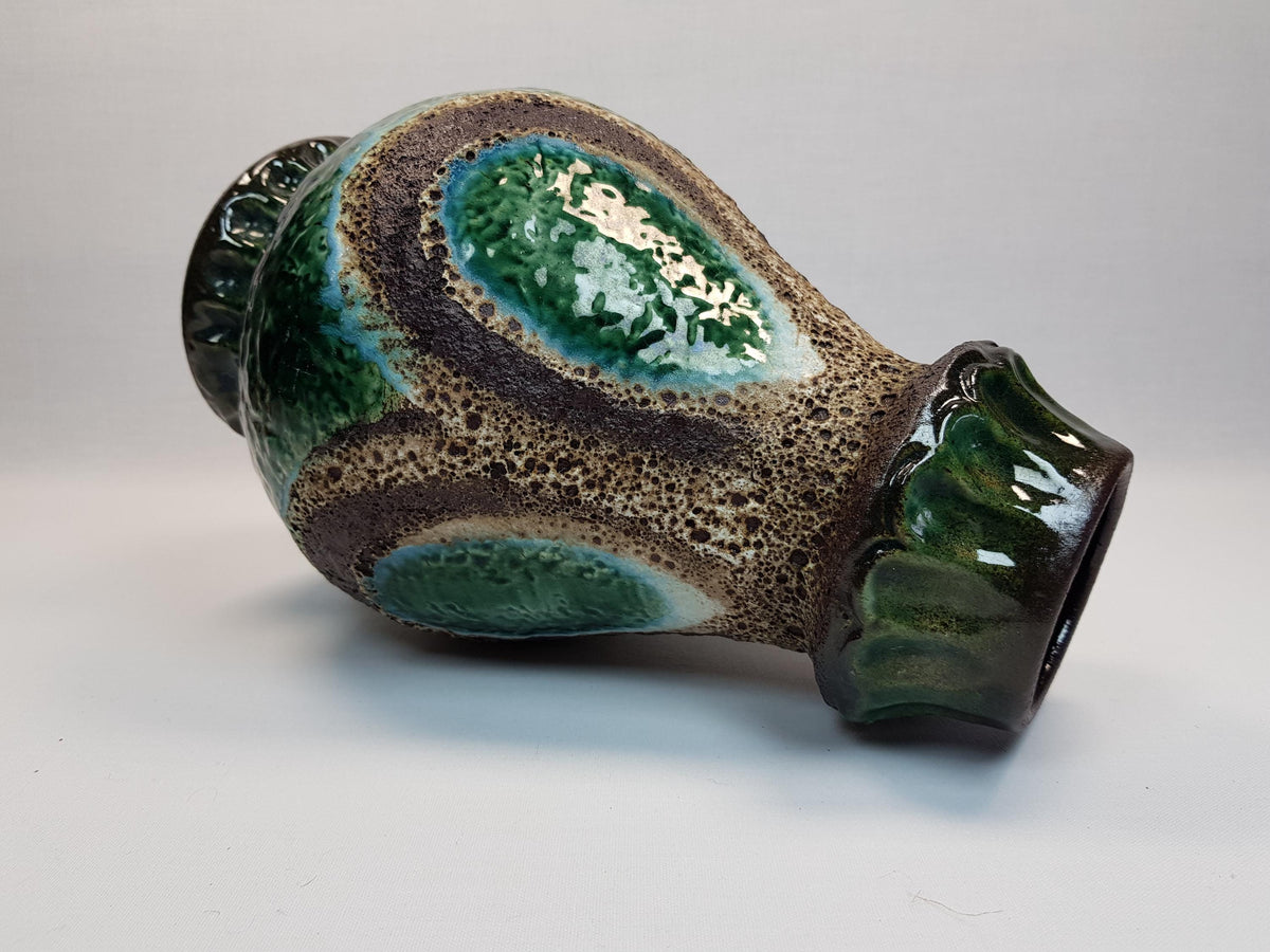 Vintage DÜMLER & BREIDEN KERAMIK Green and Brown Vase 1003-30 West German Pottery 1970s