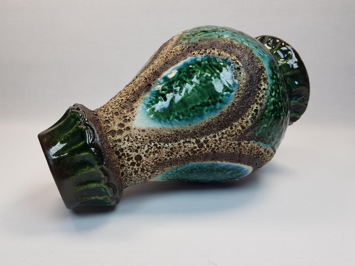 Vintage DÜMLER & BREIDEN KERAMIK Green and Brown Vase 1003-30 West German Pottery 1970s