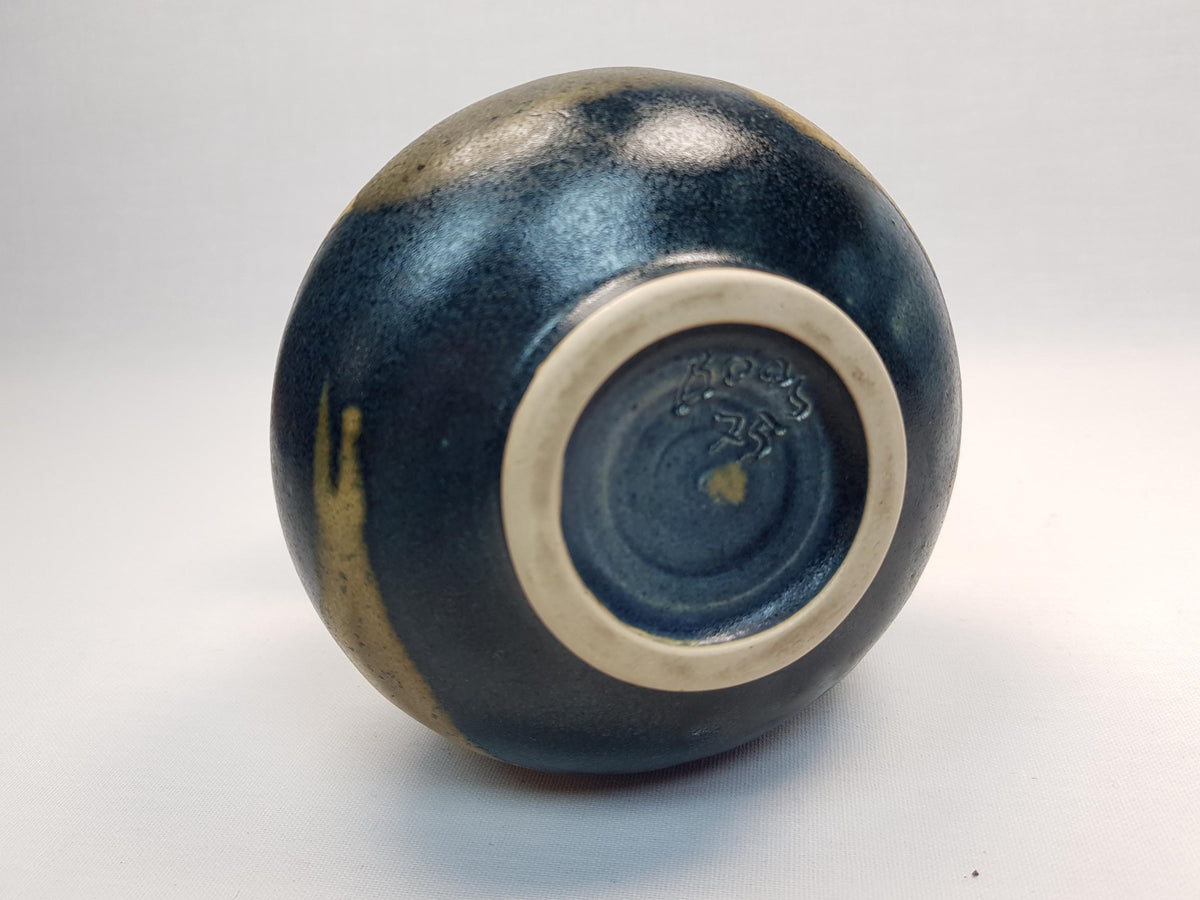 Vintage GABRIELE BOOS Studio Art Pottery Brown Blue and Ocher Ceramic Vase 1975 Germany