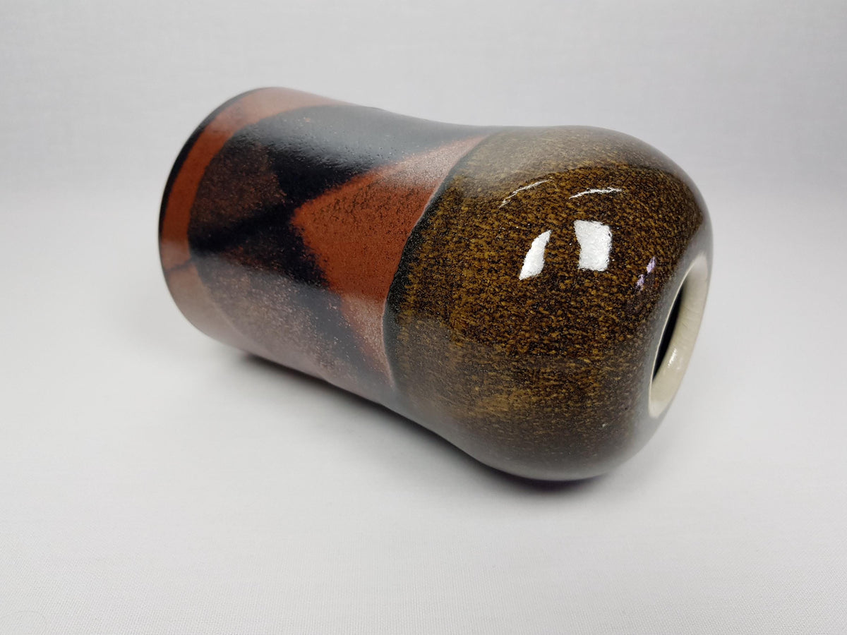 Vintage Studio Art Pottery Dark Brown Vase Unknown Designer Mid Century Modern