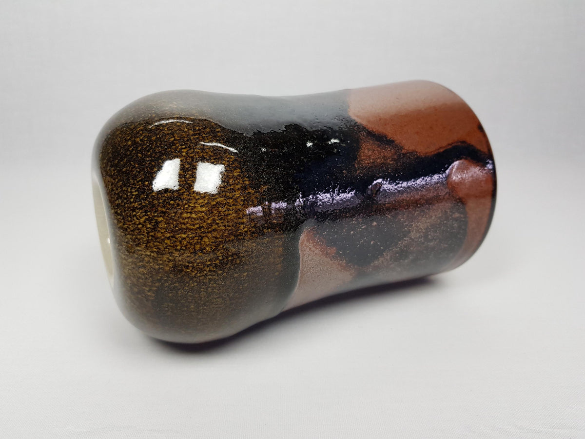 Vintage Studio Art Pottery Dark Brown Vase Unknown Designer Mid Century Modern