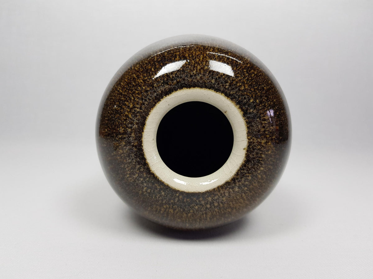 Vintage Studio Art Pottery Dark Brown Vase Unknown Designer Mid Century Modern