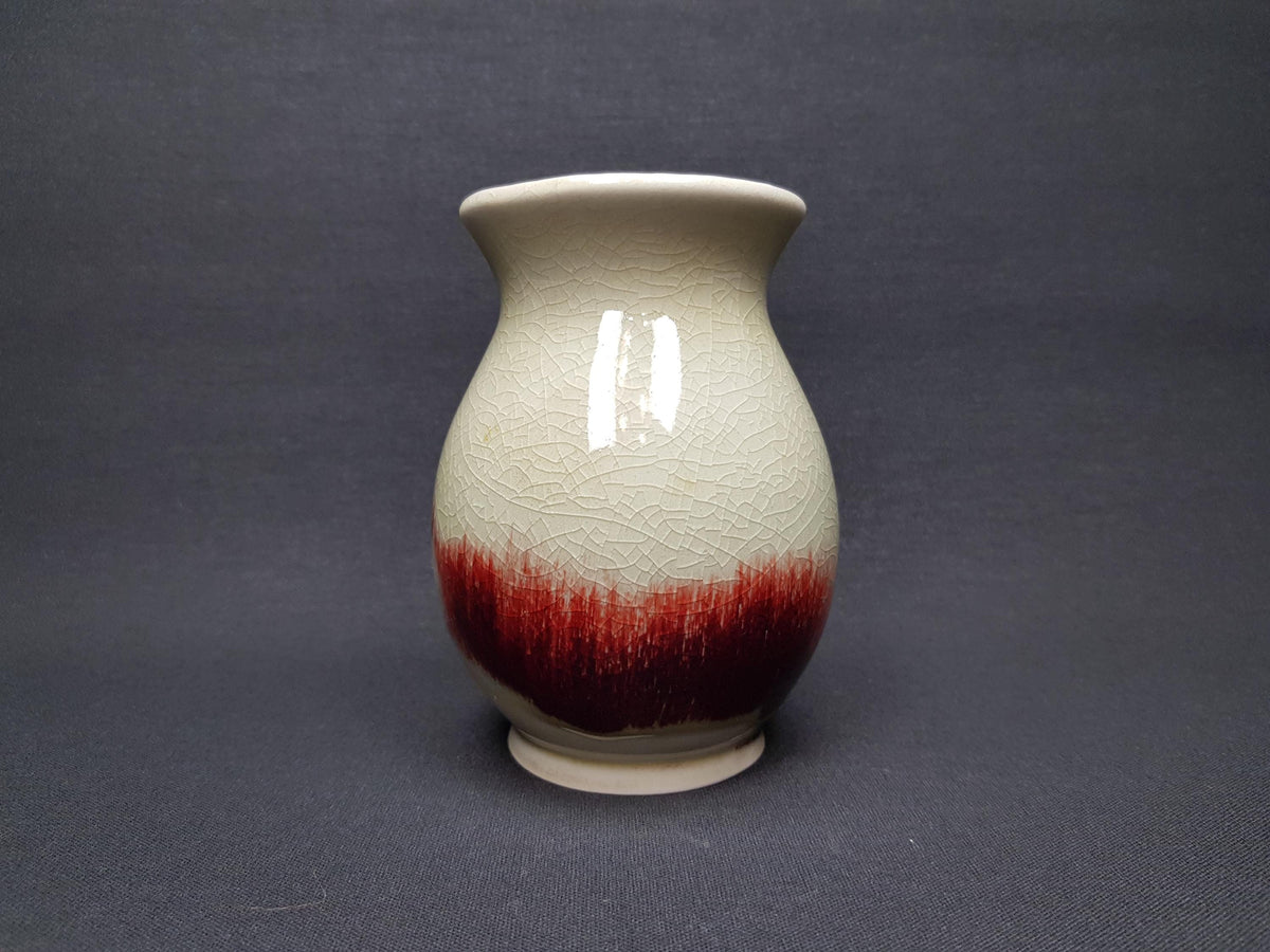 Rare Art Deco WMF Kunstkeramik Vase - Beige Crackle & Flambe Glaze (c. 1930s)