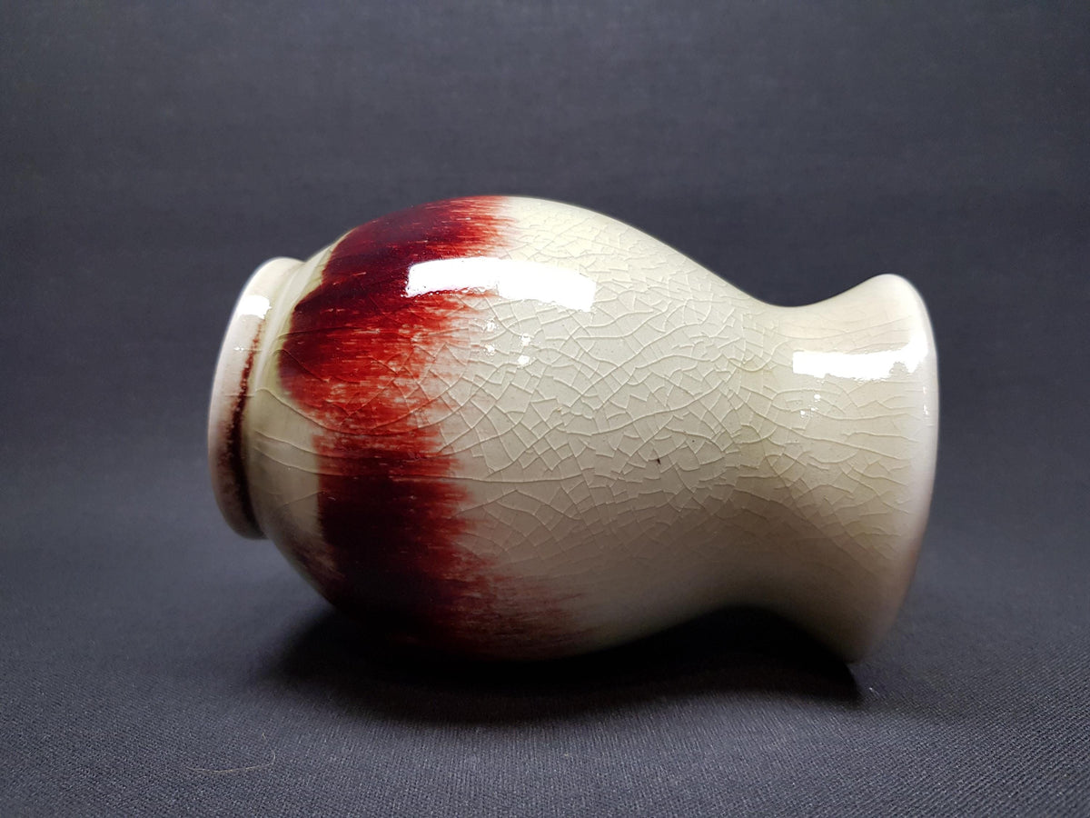 Rare Art Deco WMF Kunstkeramik Vase - Beige Crackle & Flambe Glaze (c. 1930s)