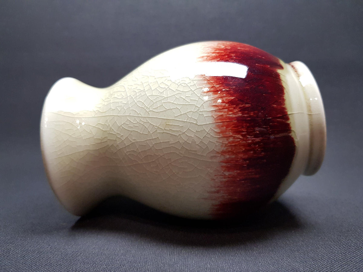 Rare Art Deco WMF Kunstkeramik Vase - Beige Crackle & Flambe Glaze (c. 1930s)