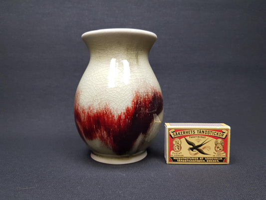 Rare Art Deco WMF Kunstkeramik Vase - Beige Crackle & Flambe Glaze (c. 1930s)