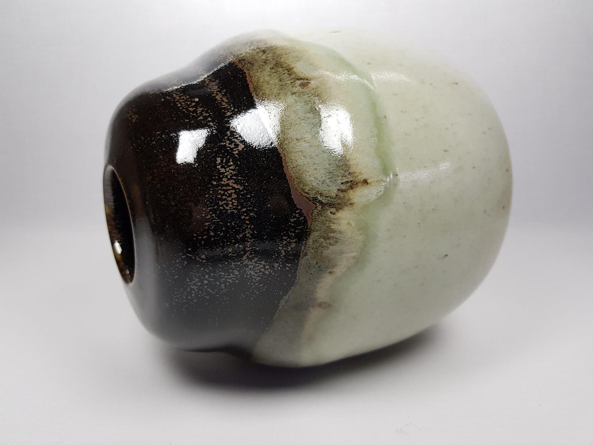 Vintage STUDIO ART POTTERY White and Brown Green Vase – Unknown Designer