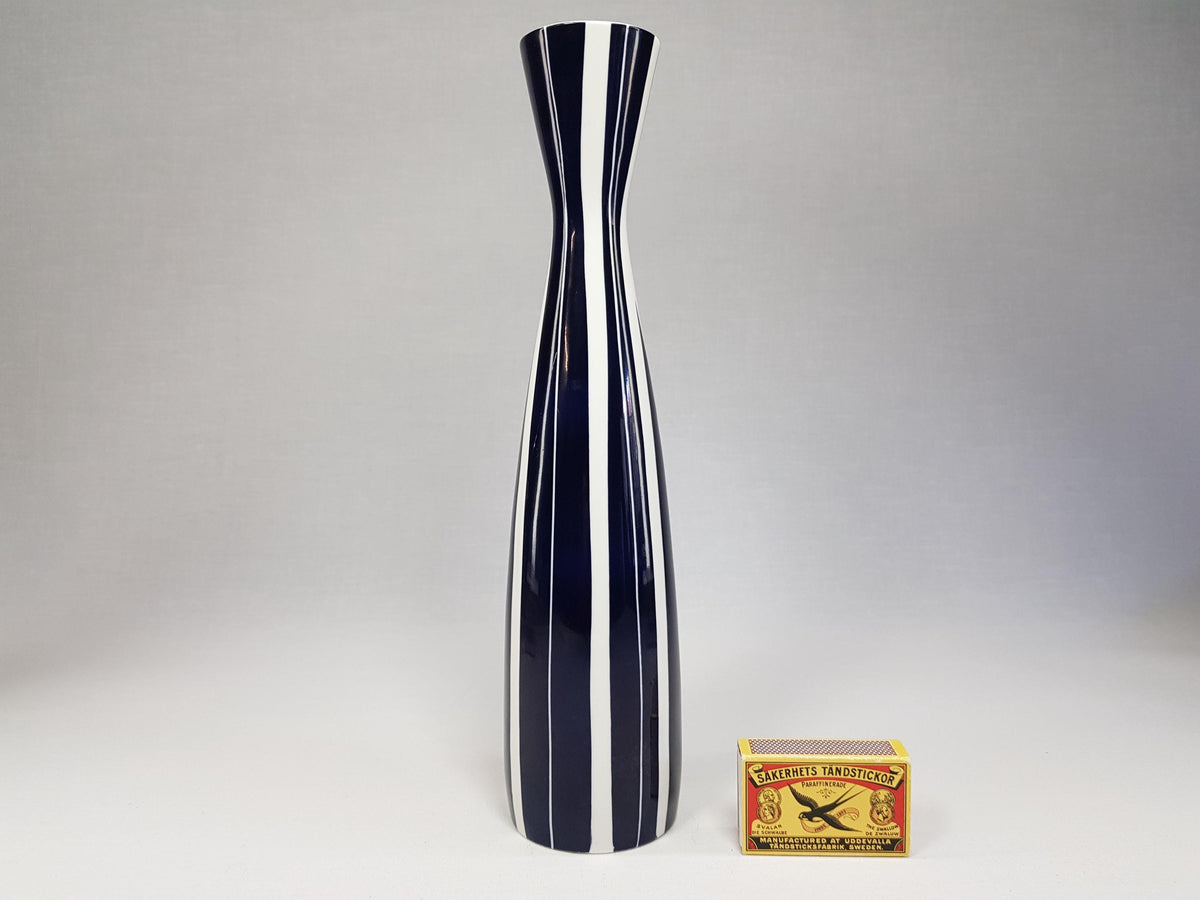 Vintage UNTERWEISSBACH Deep Blue and White Vase East German Pottery 1960s 1970s