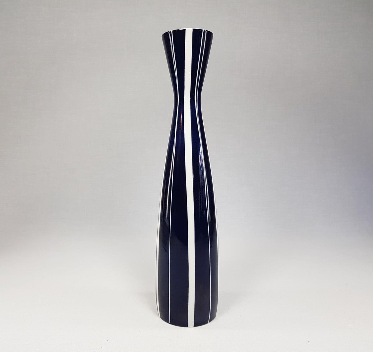 Vintage UNTERWEISSBACH Deep Blue and White Vase East German Pottery 1960s 1970s