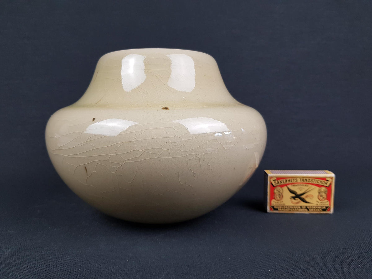 Vintage UWE LERCH Beige, Greenish and Brown Vase German Studio Pottery 1970s Germany