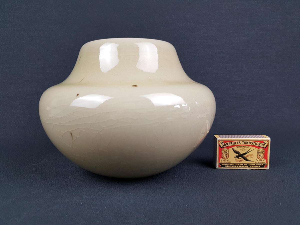 Vintage UWE LERCH Beige, Greenish and Brown Vase German Studio Pottery 1970s Germany