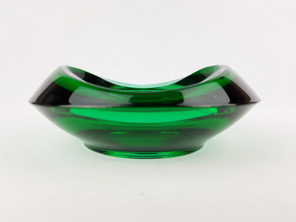 Vintage GLASS BOWL Green Bowl Sklo Union Rosice Glassworks by Rudolf Jurnikl from Czechslovakia 1962