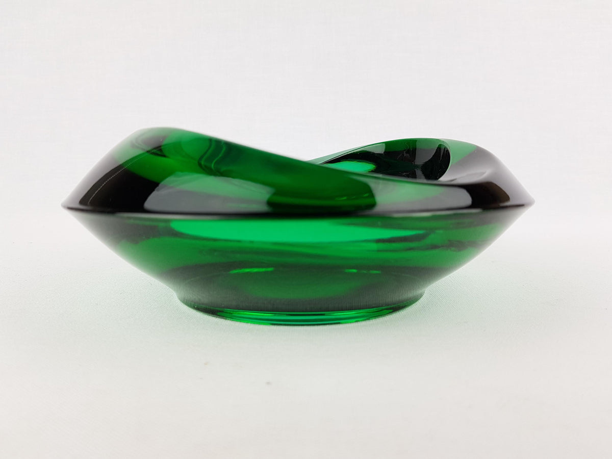 Vintage GLASS BOWL Green Bowl Sklo Union Rosice Glassworks by Rudolf Jurnikl from Czechslovakia 1962
