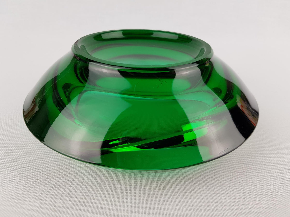 Vintage GLASS BOWL Green Bowl Sklo Union Rosice Glassworks by Rudolf Jurnikl from Czechslovakia 1962