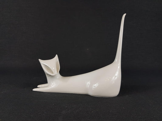 Rare Vintage ROYAL DUX Elegant Cat Figurine by Jaroslav Jezek Czechoslovakia Porcelain 1950-60s