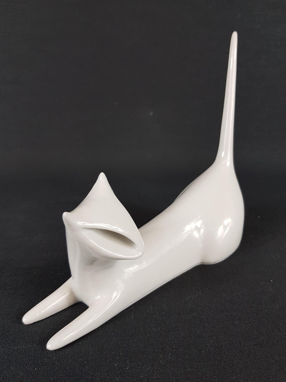 Rare Vintage ROYAL DUX Elegant Cat Figurine by Jaroslav Jezek Czechoslovakia Porcelain 1950-60s