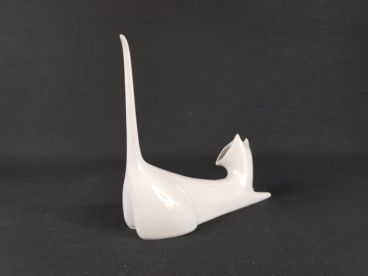 Rare Vintage ROYAL DUX Elegant Cat Figurine by Jaroslav Jezek Czechoslovakia Porcelain 1950-60s