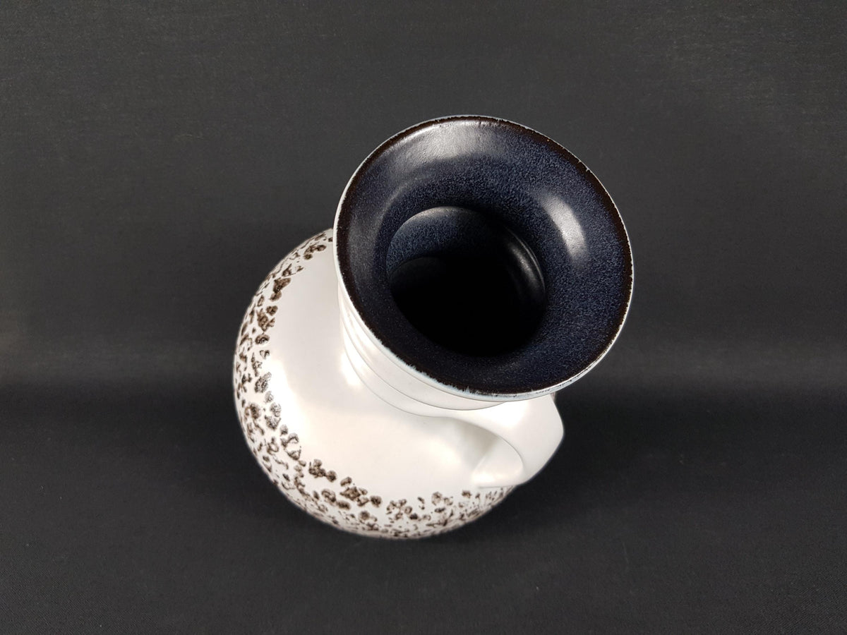 Vintage STEULER KERAMIK White Vase and Black Decor "Cascad" Series 225-25 West German Pottery Fat Lava Era 1969s