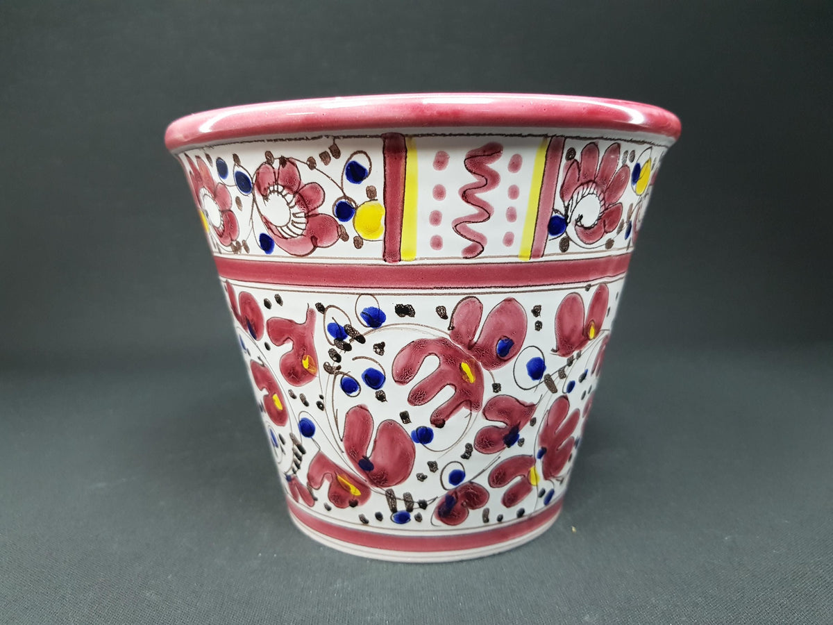 Vintage FRATELLI FANCIULACCI Multi Colored Planter with Handpainted Flower decor Italy 1960s