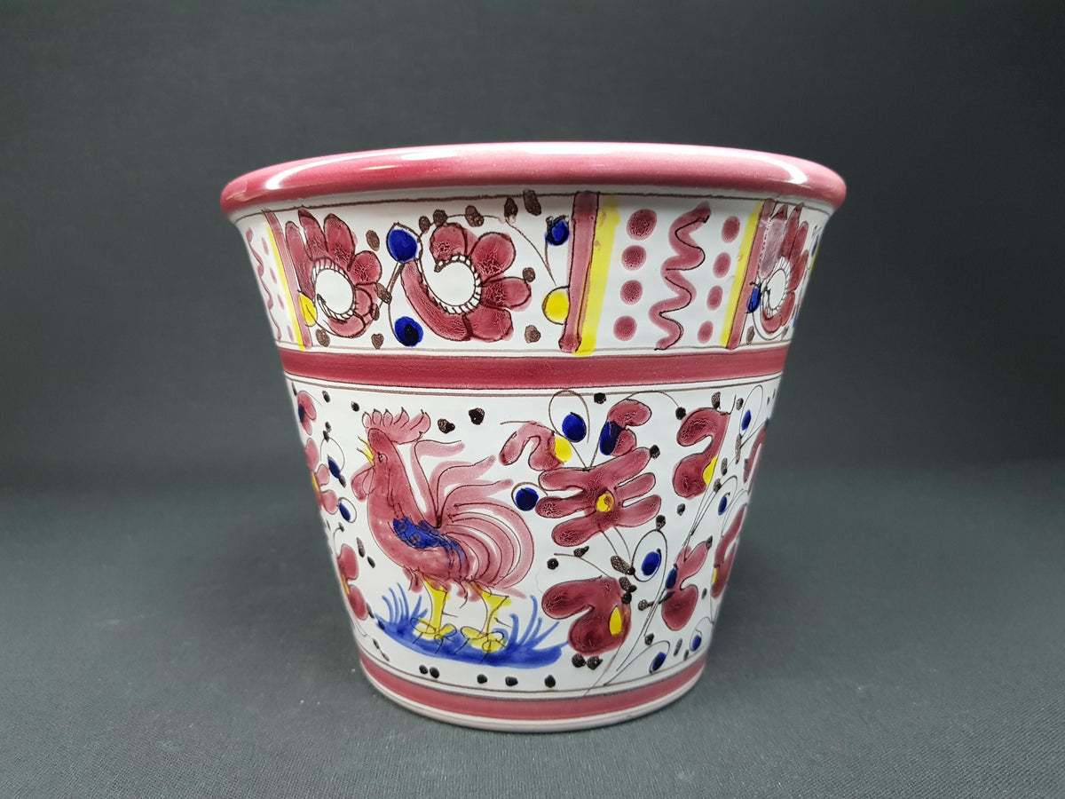 Vintage FRATELLI FANCIULACCI Multi Colored Planter with Handpainted Flower decor Italy 1960s
