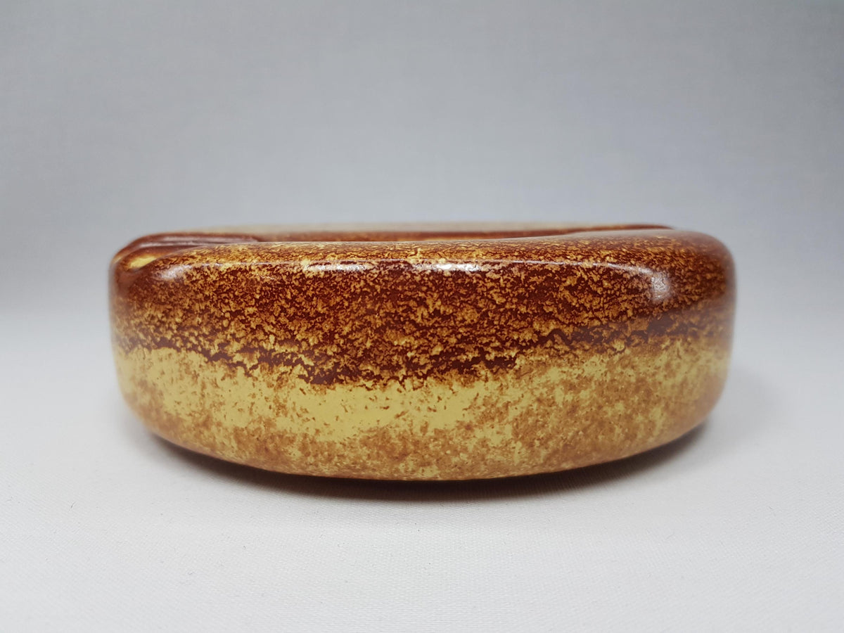 Vintage BERTONCELLO Stylish Ashtray Screziato Tobacco glaze Italian Pottery 1970s